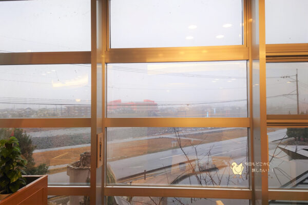 日田天領水の宿の朝食会場からの眺望