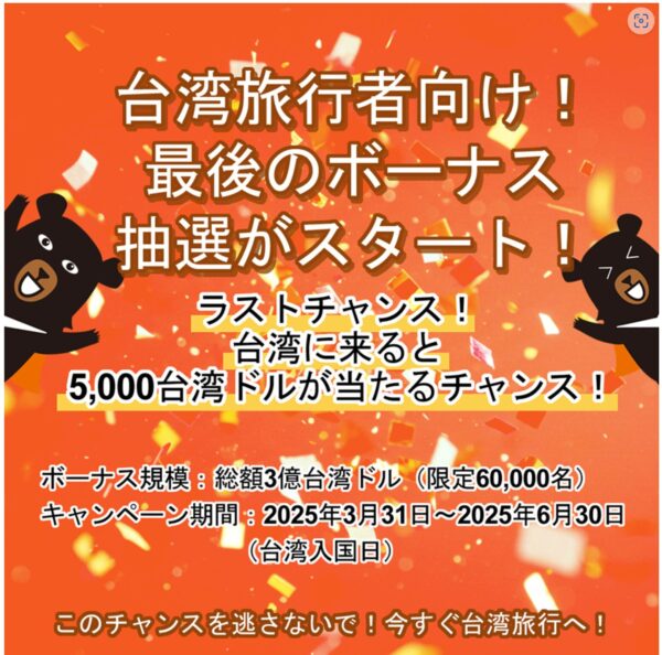台湾LuckyLandの2025年3月31日～6月30日の特別キャンペーン