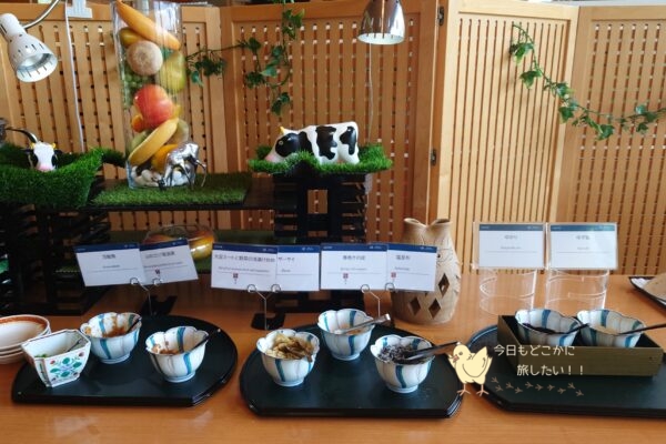 屈斜路プリンスホテルの朝食のふりかけや漬物