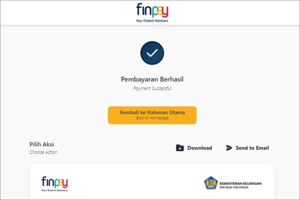 インドネシアのe-Visa申請サイト・支払い完了画面