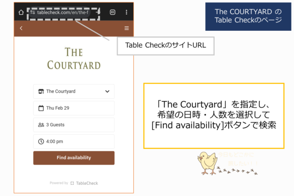 THE FULLERTON HOTELのTHE COURTYARDのTable Checkのサイト