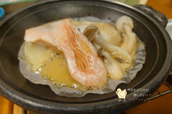 利尻マリンホテルの夕食の海鮮陶板焼き