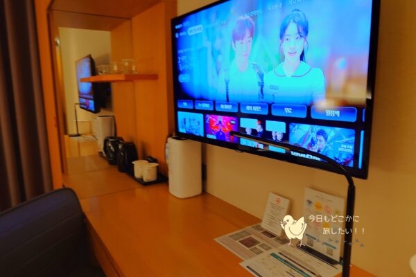 相鉄ホテルズ ザ・スプラジール ソウル東大門のデラックスダブルのテレビとデスク