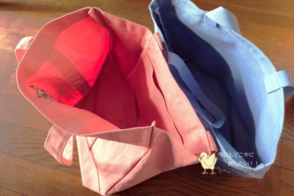 ポケモンMYデザインでオーダーしたトートバッグとディーンアンドデルーカの内側比較