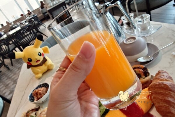 マリオット長崎のHARBELLAの朝食のみかんジュース