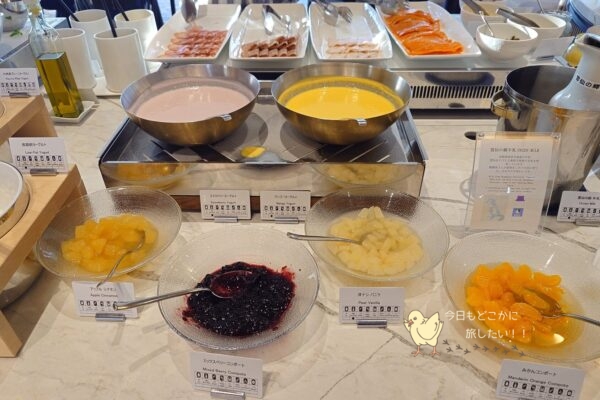 マリオット長崎のHARBELLAの朝食のヨーグルトコーナー